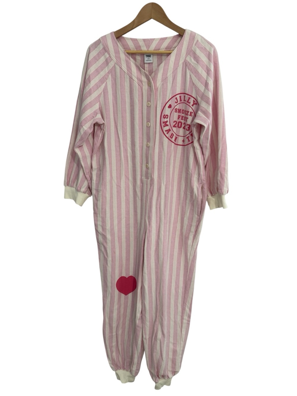 Jilly x Smash + Tess Dream On Pink Stripe Flannel Pyjama Romper XS/S